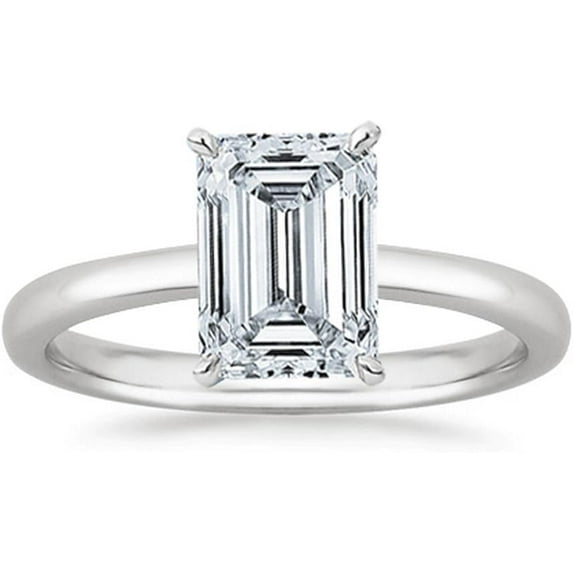 beryl_creation 14K White Gold Plated 0.85 Ct Emerald Cut White Diamond Solitaire Wedding Engagement Ring 925 Sterling Silver For Women's -5.5
