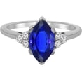thumbnail image 1 of beryl_creation 14K White Gold Plated 1.22 Ct Marquise Cut Blue Sapphire Halo Engagement Wedding Ring 925 Sterling Silver For Women's -7, 1 of 3