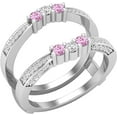 thumbnail image 1 of beryl_creation 14K White Gold Plated 1.42 Ct Round Cut Pink Sapphire & Diamond Wedding Engagement Wrap Enhancer Guard Ring 925 Sterling Silver For Women's -9, 1 of 3