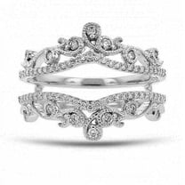 beryl_creation 14K White Gold Plated 2.10 Ct Round Cut White Diamond Wedding Engagement Enhancer Wrap Guard Ring 925 Sterling Silver For Women's -8