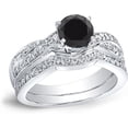 thumbnail image 1 of beryl_creation 14K White Gold Plated 925 Sterling Silver 1.32 Ct Round Cut Black Diamond Wedding Engagement Bridal Ring Set For Women's -4.5, 1 of 3