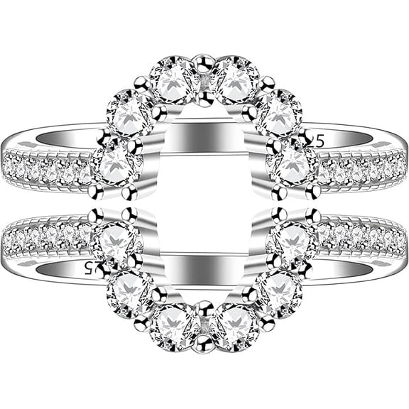beryl_creation 14K White Gold Plated 925 Sterling Silver 3.10 Ct Round Cut White Diamond Wrap Guard Enhancer Thanksgiving Christmas Wedding Engagement Ring For Women's - 5