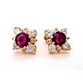 thumbnail image 1 of beryl_creation 14K Yellow Gold Over 2.38 Ctw Round Cut Ruby And Diamond Cluster Studs Earrings, 1 of 2