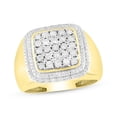 thumbnail image 1 of beryl_creation 14K Yellow Gold Plated 1.45 Ct Round Cut White Diamond Engagement Wedding Cluster Pinky Ring 925 Sterling Silver For Men's -6.5, 1 of 3
