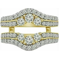 beryl_creation 14K Yellow Gold Plated 2Ct Round Cut Diamond Wedding Engagement Thanksgiving Enhancer Guard Wrap Ring 925 Sterling Silver For Women's -4.5