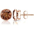 thumbnail image 1 of beryl_creation 14k Rose Gold Plated 7MM Round Brown Diamond Stud Earrings Bezel Set, 1 of 3