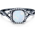 thumbnail image 1 of beryl_creation 2.00 Ct Cushion Cut Fire Opal Wedding Engagement Halo Ring 14K Black Gold Plated 925 Sterling Silver For Women's -6, 1 of 3