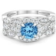 thumbnail image 1 of beryl_creation 2.00 Ct Round Cut Blue Topaz Wedding Engagement Bridal Ring Set 14K White Gold Plated 925 Sterling Silver For Women's -5.5, 1 of 3