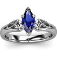thumbnail image 1 of beryl_creation 2.00Ct Marquise Cut Blue Sapphire Solitaire Wedding Engagement Ring 14K White Gold Plated 925 Sterling Silver-7.5, 1 of 3