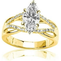 beryl_creation 2.10 Ct Marquise Cut White Diamond Wedding Engagement Christmas Thanksgiving Halo Ring 14K Yellow Gold Finish 925 Sterling Silver For Women's -4.5