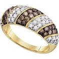 thumbnail image 1 of beryl_creation 2.20 Ct Round Cut Brown & White Diamond Engagement Cluster Ring 14k Yellow Gold Finish 925 Sterling Silver-6.5, 1 of 2