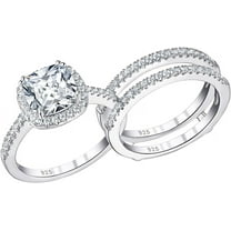 beryl_creation 2.42 Ct Cushion Cut Diamond Wedding Engagement Enhancer Guard Wrap Ring 925 Sterling Silver 14K White Gold Plated For Women's -6