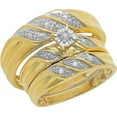 thumbnail image 1 of beryl_creation 2.45 Ct Round Cut White Diamond Wedding Engagement Band Trio Ring Set 925 Sterling Silver 14K Yellow Gold Plated For Unisex -4, 1 of 1