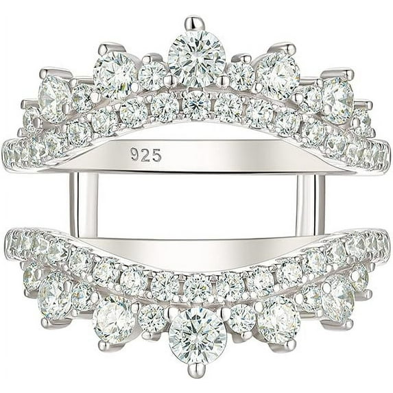 beryl_creation 2.48 Ct Round Cut White Diamond Enhancer Wrap Guard Engagement Thanksgiving Christmas Ring 14K White Gold Plated 925 Sterling Silver For Women's -6