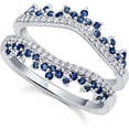 thumbnail image 1 of beryl_creation 2.50 Ct Round Cut Blue Sapphire Wedding Engagement Enhancer Guard Wrap Ring 925 Sterling Silver 14K White Gold Plated For Women's -9.5, 1 of 1