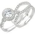 thumbnail image 1 of beryl_creation 2.50 Ct Round Cut Diamond Wedding Engagement Enhancer Guard Wrap Ring 925 Sterling Silver 14K White Gold Plated For Women's -5.5, 1 of 3