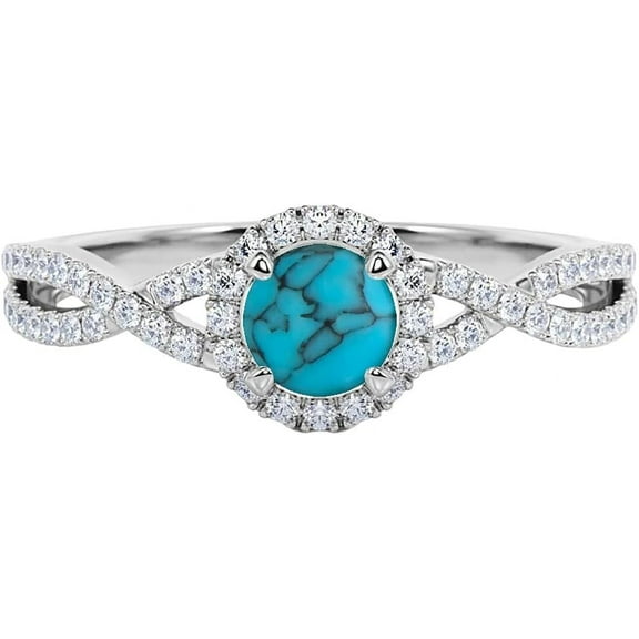 beryl_creation 2.50 Ct Round Cut Turquoise Wedding Engagement Ring 925 Sterling Silver 14K White Gold Plated For Women's -4.5