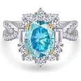 thumbnail image 1 of beryl_creation 2.60 Ct Oval Cut Blue Topaz Wedding Engagement Thanksgiving Christmas Halo Ring 14K White Gold Plated 925 Sterling Silver For Women's -6, 1 of 3