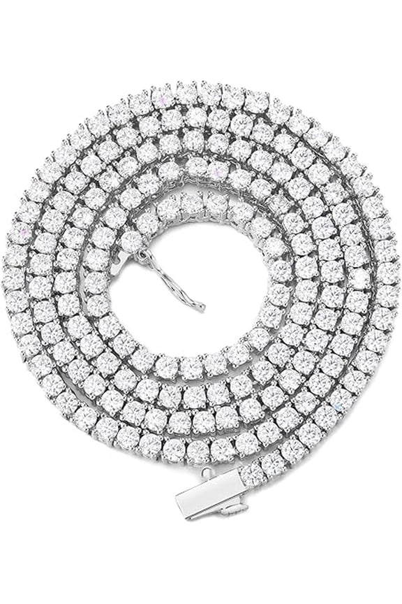 2Ct Round Cut Diamond Womens Tennis Necklace 14K White Gold Plated 925 Sterling Silver