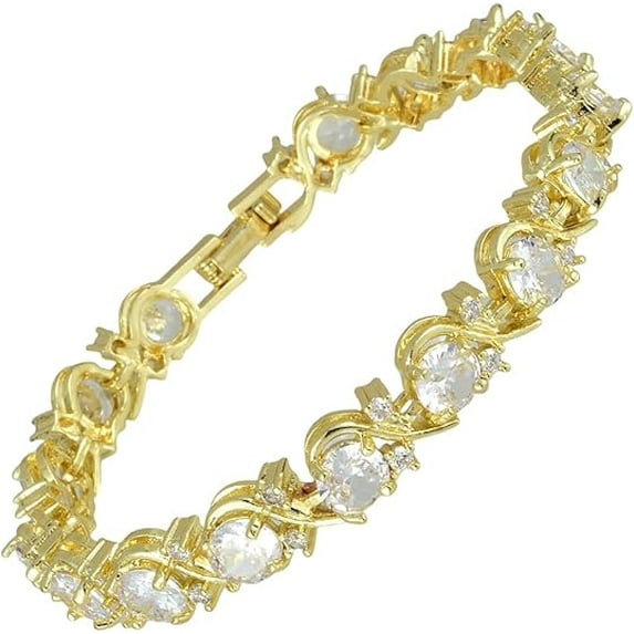 beryl_creation 3.50 Ct Round Cut Diamond Womens Tennis Bracelet For Women's 14K Yellow Gold Plated 93.505 Sterling Silver