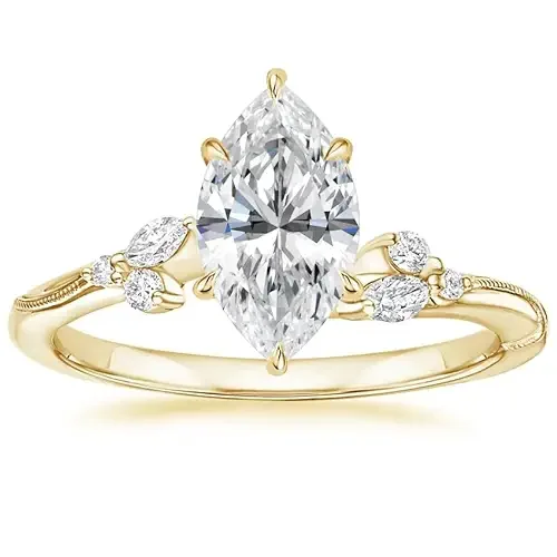 beryl_creation 925 Sterling Silver 1.12 Ct Marquise Cut White Diamond Wedding Engagement Solitaire Ring 14K Yellow Gold Plated For Women's -10