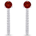 thumbnail image 1 of beryl_creation 925 Sterling Silver 1.20 Ct Round Cut Garnet J- Hoop Earring's 14K White Gold Plated For Women's, 1 of 2