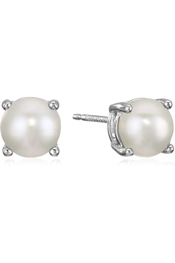 925 Sterling Silver 1.20 Ct Round Cut Pearl Push Back Stud Earring's 14K White Gold Plated For Women's