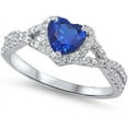 thumbnail image 1 of beryl_creation 925 Sterling Silver 1.30 Ct Heart Cut Blue Sapphire Wedding Engagement Halo Ring 14K White Gold Finish For Women's -9, 1 of 1