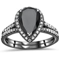 thumbnail image 1 of beryl_creation 925 Sterling Silver 1.40 Ct Pear Cut Black Diamond Wedding Engagement Bridal Ring Set 14K Black Gold Plated For Women's -9.5, 1 of 3