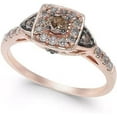 thumbnail image 1 of beryl_creation 925 Sterling Silver 1.45 Ct Round Cut Brown & White Diamond Wedding Engagement Halo For Women's Ring 14K Rose Gold Plated -5, 1 of 1