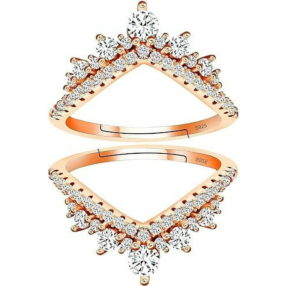 beryl_creation 925 Sterling Silver 1.79Ct Round White Diamond Ladies Anniversary Wedding Band Band Enhancer Double Guard 14K Rose Gold Finish