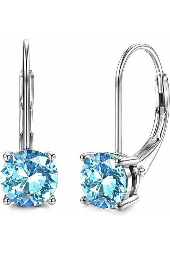 925 Sterling Silver 1.80 Ct Cushion Cut Purple Amethyst Leverback Drop & Dangle Earring's 14K White Gold Plated For Women's