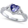 thumbnail image 1 of beryl_creation 925 Sterling Silver 1.80 Ct Heart Cut Blue Tanzanite Wedding Engagement Halo Ring 14K White Gold Plated For Women's -7.5, 1 of 2