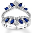 thumbnail image 1 of beryl_creation 925 Sterling Silver 2.00 Ct Marquise Cut Blue Sapphire Engagement Thanksgiving Christmas Enhancer Wrap Guard Ring 14K White Gold Plated For Women's -7, 1 of 1