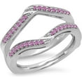 thumbnail image 1 of beryl_creation 925 Sterling Silver 2.10ctw Round Cut Pink Sapphire Beautiful Enhancer Wrap Guard Engagement Wedding Women's Ring 14k White Gold Finish & Girls, 1 of 1