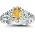 thumbnail image 1 of beryl_creation 925 Sterling Silver 2.20 Ct Oval Cut Yellow Citrine Christmas Thanksgiving Engagement Wedding Halo Ring 14K White Gold Plated For Women's -9.5, 1 of 4