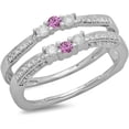 thumbnail image 1 of beryl_creation 925 Sterling Silver 2.30ctw Round Cut Pink & White Diamond Beautiful Enhancer Wrap Guard Engagement Wedding Women's Ring 14k White Gold Finish & Girls, 1 of 1