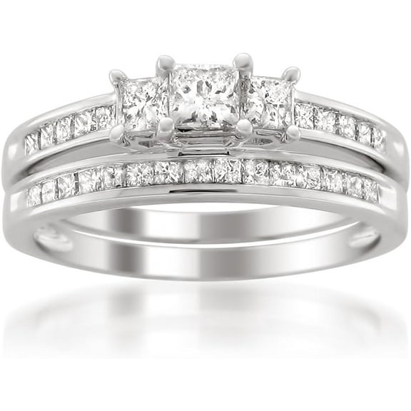 beryl_creation 925 Sterling Silver 2.35 Ct Princess Cut White Diamond Engagement Wedding Thanksgiving Christmas Bridal Ring Set 14K White Gold Plated For Women's -4.5