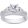 thumbnail image 1 of beryl_creation 925 Sterling Silver 2.47 Ct Princess Cut White Diamond Wedding Engagement Thanksgiving Christmas Bridal Ring Set 14K White Gold Plated For Women's -4, 1 of 3