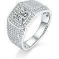 thumbnail image 1 of beryl_creation 925 Sterling Silver 2.50 Ct Round Cut White Diamond For Men's Wedding Engagement Cluster Pinky Ring 14K White Gold Plated -9, 1 of 1