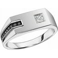 thumbnail image 1 of beryl_creation 925 Sterling Silver 3.00 Ct Round Cut Black & White Diamond Men's Engagement Wedding Band Pinky Ring 14K White Gold Plated -6.5, 1 of 1