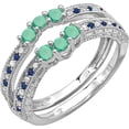 thumbnail image 1 of beryl_creation 925 Sterling Silver 3.00ctw Round Cut Emerald Blue Sapphire & Diamond Ladies Wedding Enhancer Double Ring 14K White Gold Finish, 1 of 1