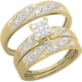 thumbnail image 1 of beryl_creation 925 Sterling Silver 3.65 Ct Round Cut White Diamond Engagement Wedding Thanksgiving Christmas Trio Ring Set 14K Yellow Gold Plated For Unisex -5.5, 1 of 3