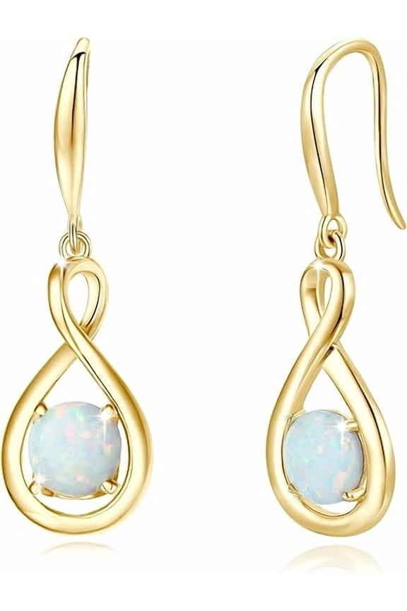 Dangle Drop Earrings 925 Sterling Silver Dainty Infinity Round Gemstone Birthstone Jewelry Birthday Gifts for Her Women