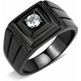 thumbnail image 1 of beryl_creation Men's 0.25 Ct Round Cut White Diamond Wedding Engagement One Stone Pinky Ring 14K Black Gold Plated 925 Sterling Silver -7, 1 of 1