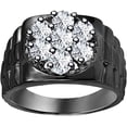 thumbnail image 1 of beryl_creation Men's 1.12 Ct Round Cut White Diamond Engagement Hip Hop Cluster Pinky Ring 925 Sterling Silver 14K Black Gold Plated -4, 1 of 1