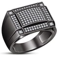 thumbnail image 1 of beryl_creation Men's 1.40 Ct Round Cut White Diamond Wedding Engagement Cluster Ring 14K Black Gold Plated 925 Sterling Silver -4, 1 of 1