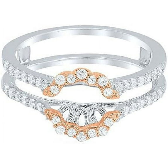 beryl_creation White Gold Plated Silver Enhancer Simulated White Diamond Ring Guard Wrap Band-9