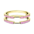 thumbnail image 1 of beryl_creation Women's 1.20 Ct Round Cut Pink Sapphire Wedding Engagement Wrap Enhancer Guard Ring 14K Yellow Gold Plated 925 Sterling Silver -9.5, 1 of 1