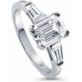 thumbnail image 1 of beryl_creation Women's 925 Sterling Silver 2.12 Ctw Emerald Cut White Diamond Wedding Engagement Anniversary Halo Ring 14K White Gold Plated -8, 1 of 5